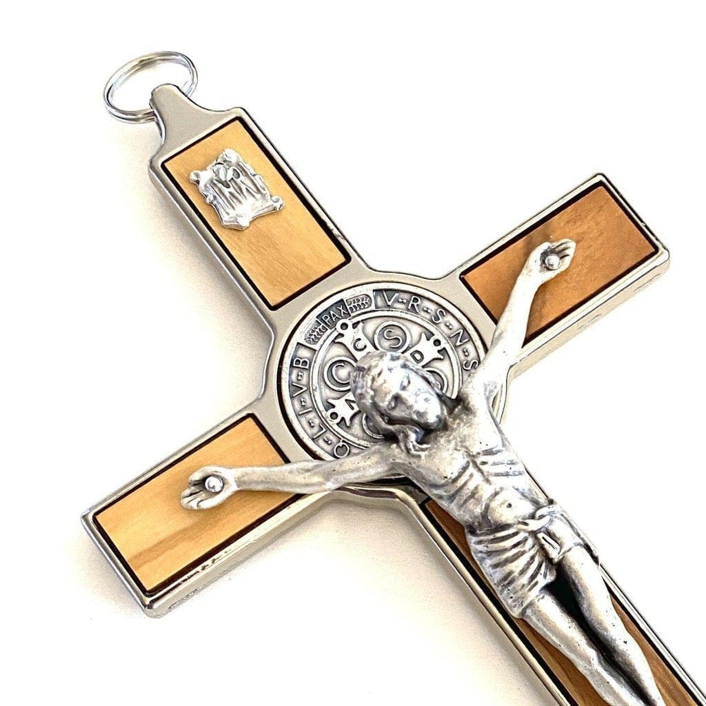 Wooden 7.5" St. Benedict Cross Crucifix -Exorcism cross -Blessed -San Benito | Catholically