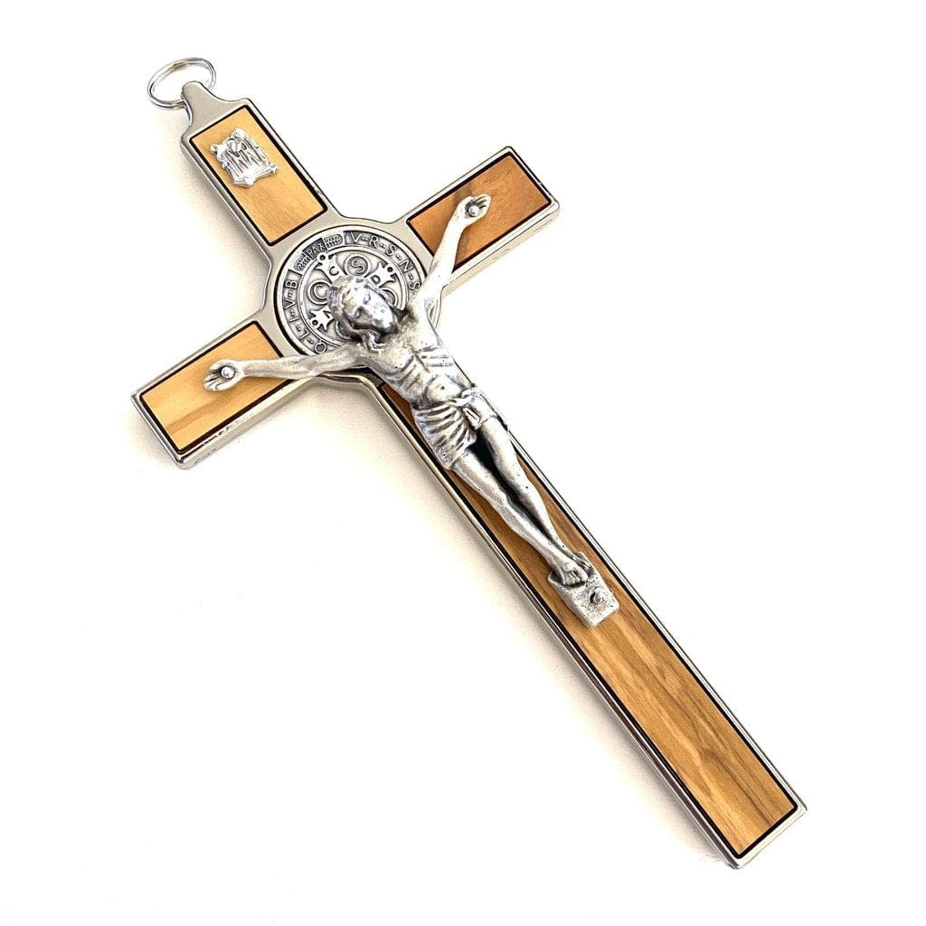Wooden 7.5" St. Benedict Cross Crucifix -Exorcism cross -Blessed -San Benito | Catholically