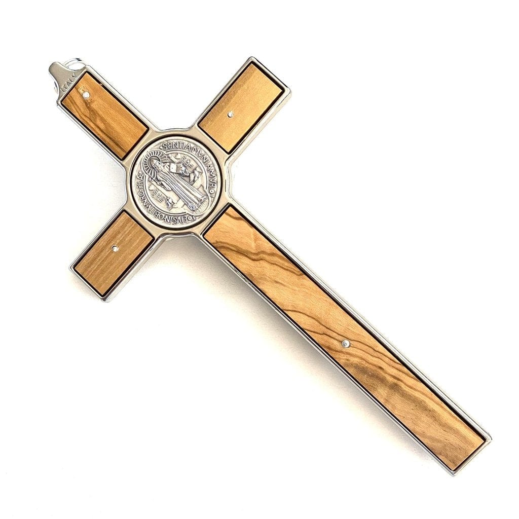 Wooden 7.5" St. Benedict Cross Crucifix -Exorcism cross -Blessed -San Benito | Catholically