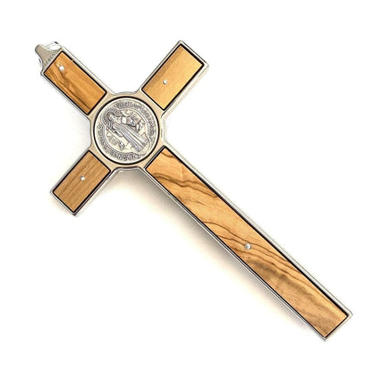 Wooden 7.5" St. Benedict Cross Crucifix -Exorcism cross -Blessed -San Benito | Catholically