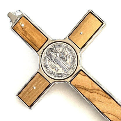 Wooden 7.5" St. Benedict Cross Crucifix -Exorcism cross -Blessed -San Benito | Catholically