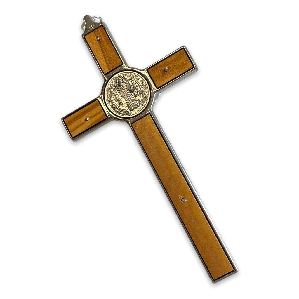 Wooden 7.5" St. Benedict Cross Crucifix -Exorcism cross -Blessed -San Benito | Catholically