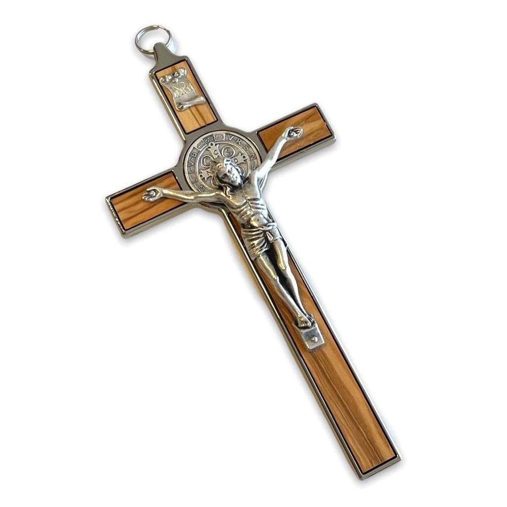 Wooden 7.5" St. Benedict Cross Crucifix -Exorcism cross -Blessed -San Benito | Catholically