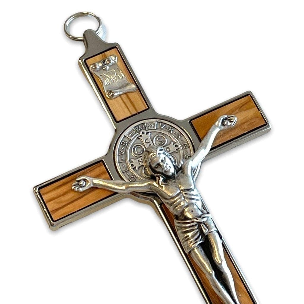 Wooden 7.5" St. Benedict Cross Crucifix -Exorcism cross -Blessed -San Benito | Catholically