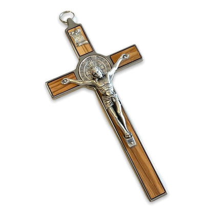 Wooden 7.5" St. Benedict Cross Crucifix -Exorcism cross -Blessed -San Benito | Catholically