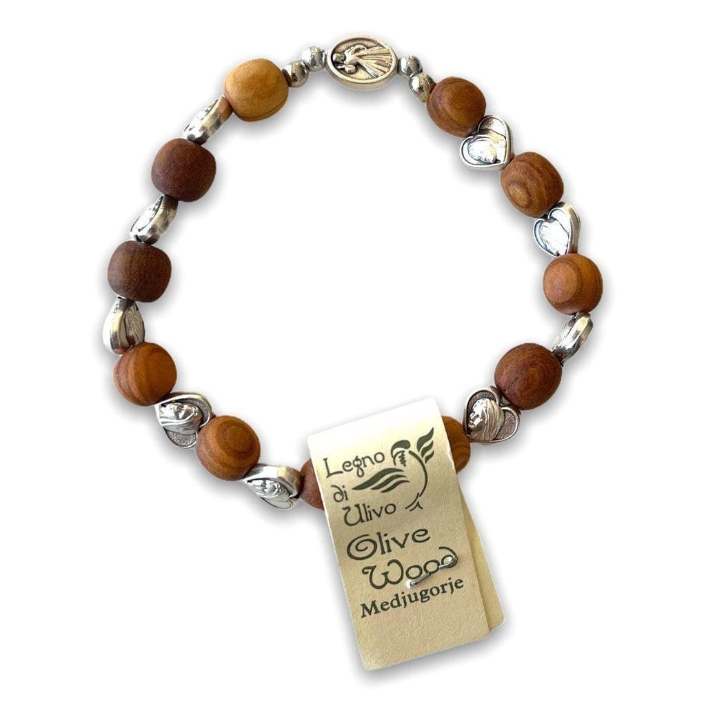 Wooden Bracelet Our Lady Virgin Mary - Olive Wood Medjugorje - Pope Francis | Catholically