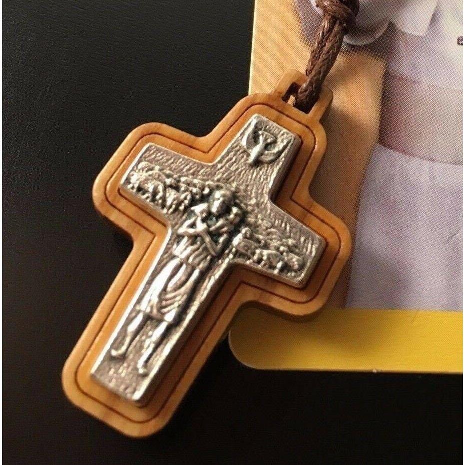 Wooden Pope Francis Pectoral Cross - Crucifix - Blessed - Parts - Pendant | Catholically