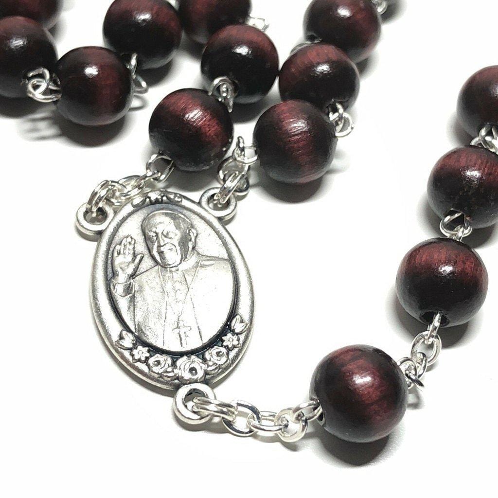 Wooden Rosary -Pope Francis -Good Pastor Cross - Blessed By Pope | Catholically