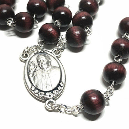 Wooden Rosary -Pope Francis -Good Pastor Cross - Blessed By Pope | Catholically