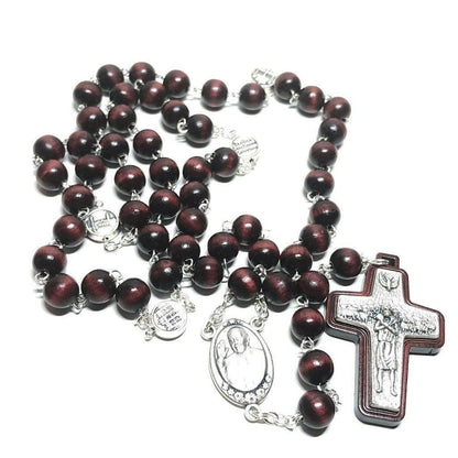 Wooden Rosary -Pope Francis -Good Pastor Cross - Blessed By Pope | Catholically