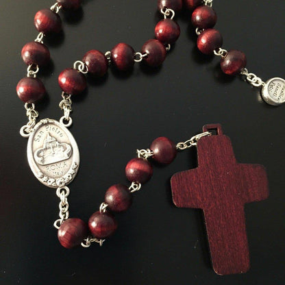 Wooden Rosary -Pope Francis -Good Pastor Cross - Blessed By Pope | Catholically