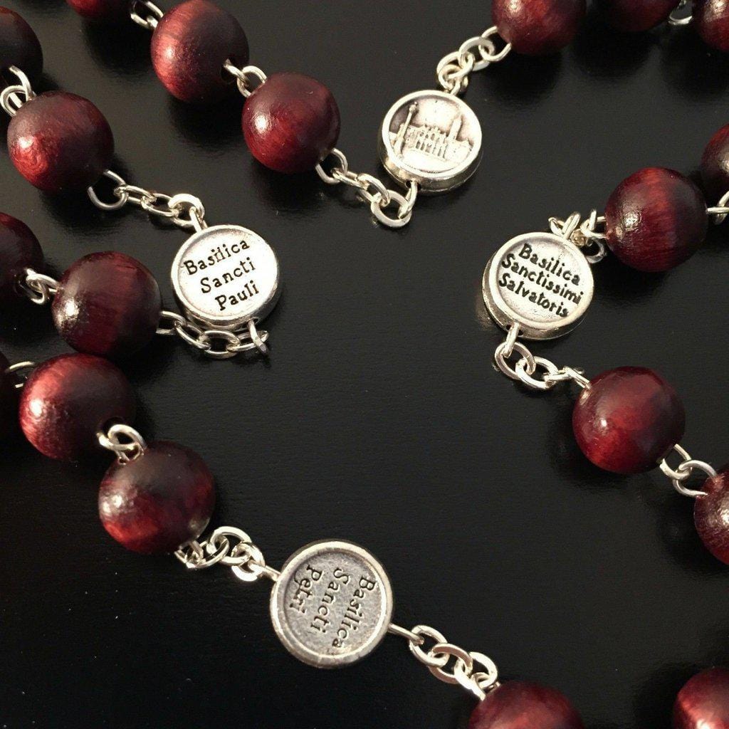 Wooden Rosary -Pope Francis -Good Pastor Cross - Blessed By Pope | Catholically